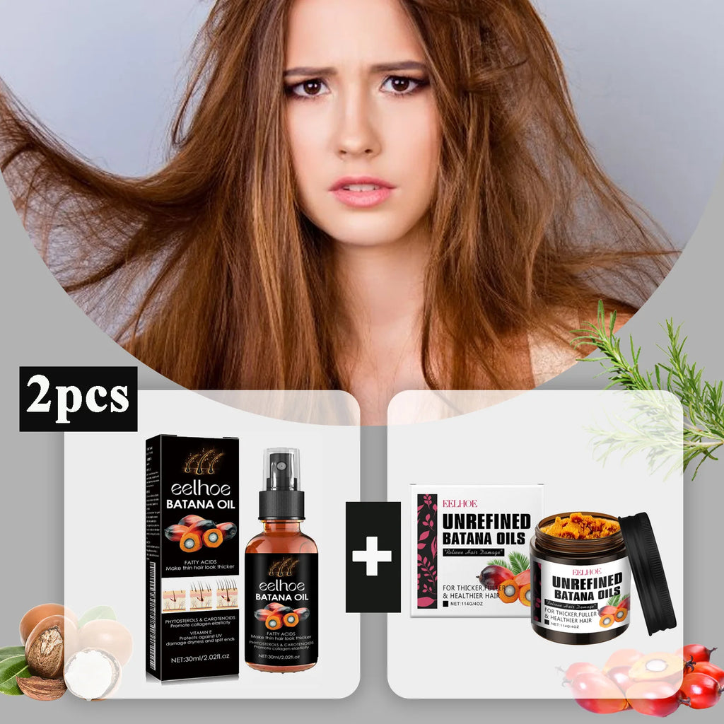 2pcs/set Batana Hair Conditioner and Hair Care Spray Kit Deep Repair for Dry Damaged Hair Frizz Hair Growth For Women For Men Oasis Select