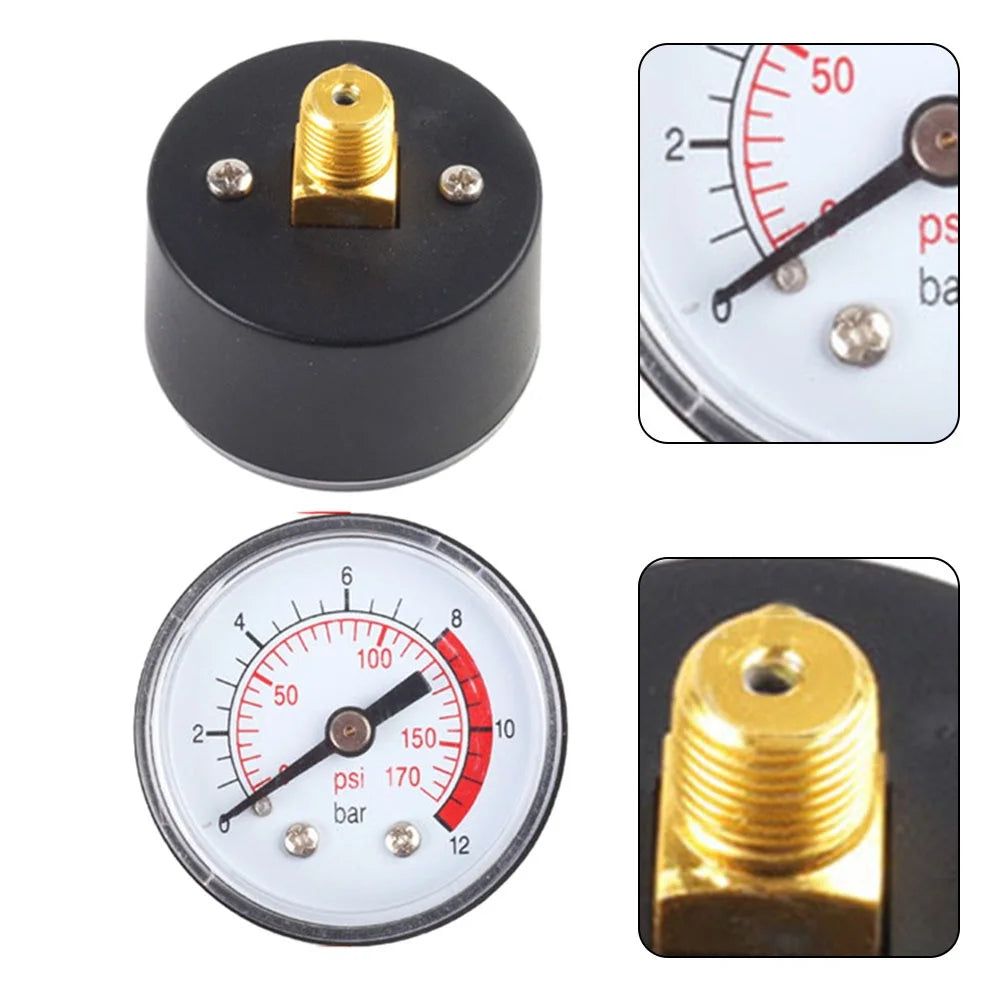 Air Compressor Pneumatic Hydraulic Fluid Pressure Gauge 0-12Bar / 0-170PSI Easy To Read Dial Measuring Instrument Oasis Select