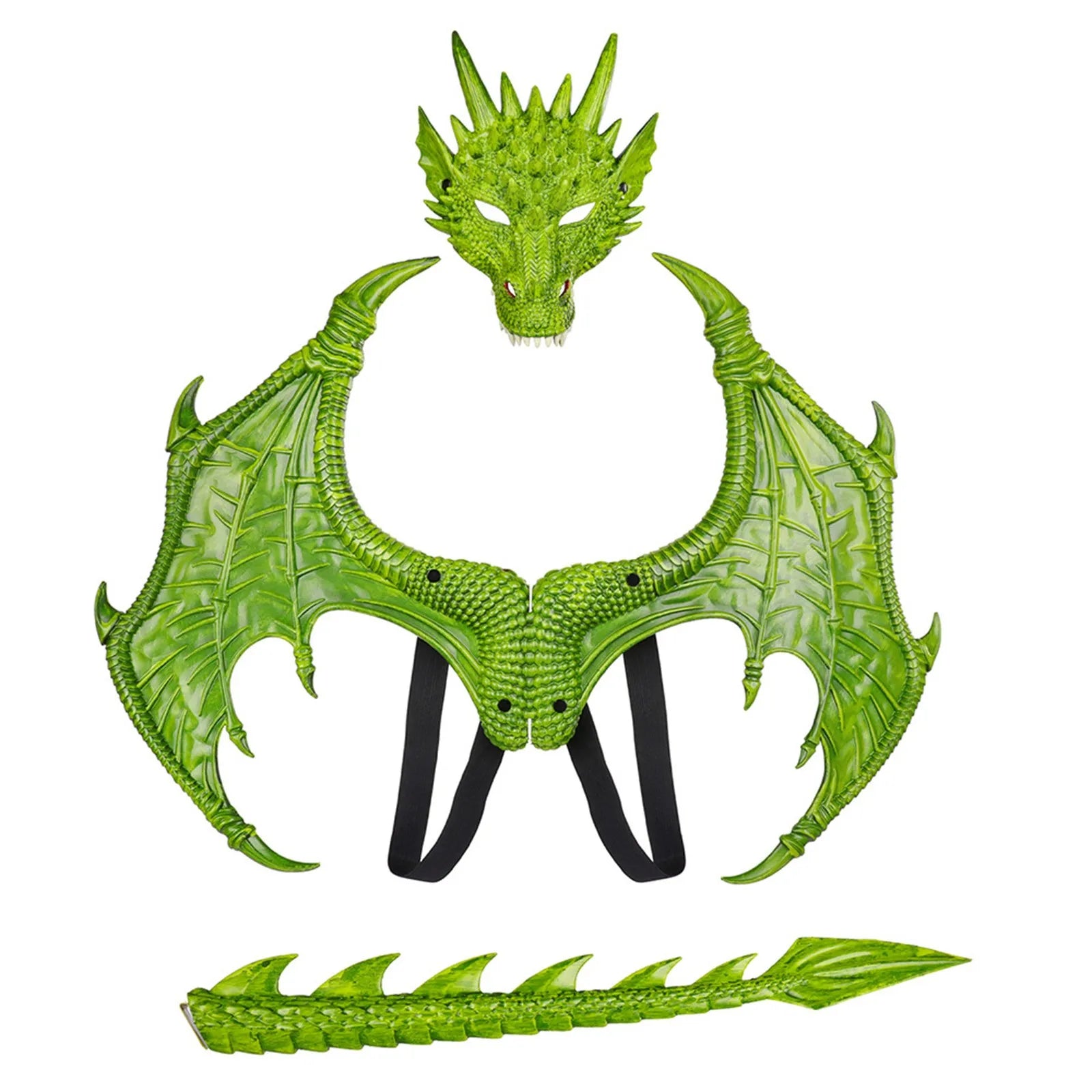 Dragon Costume Set – Mask, Wings & Tail for Kids & Adults Dragon Costume Set Oasis Select Green One Size