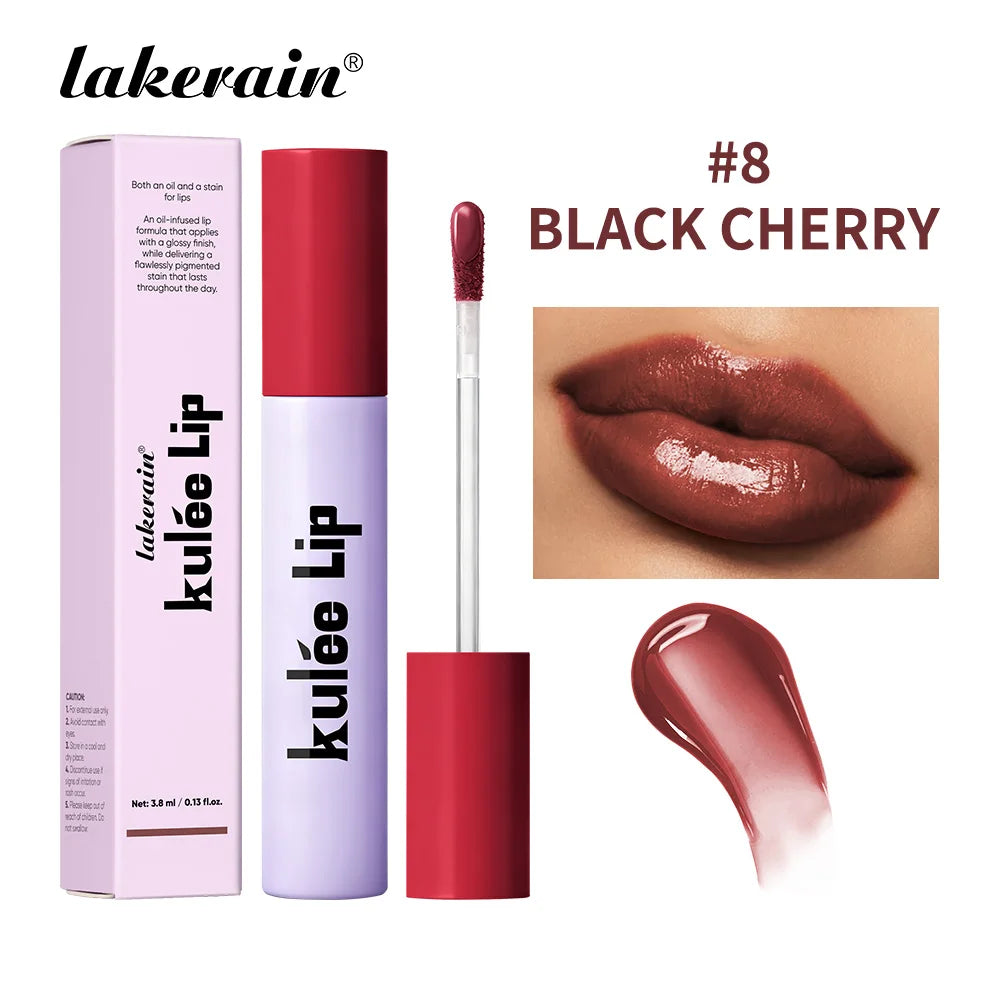 Lakerain Kulfée Lip Oil Long-lasting Moisturizing 9 Color Lip Gloss Non-Sticky Smooth Glide Deep Hydrating Lips Beauty Makeup Oasis Select Black Cherry