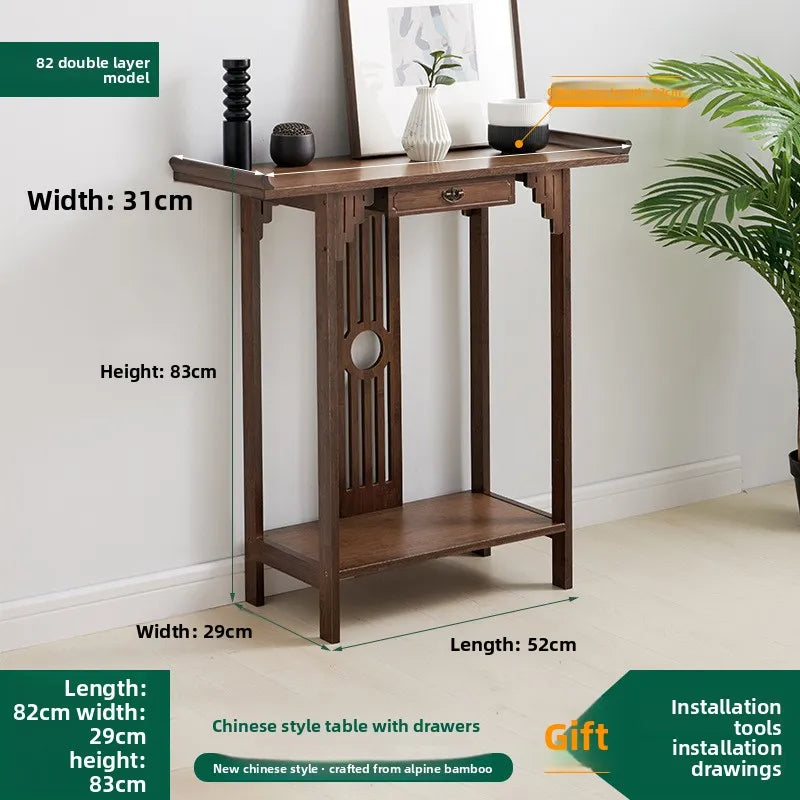 New Chinese-style entrance table Zen entrance hall entrance table, living room strip case entry hotel end view table long table Oasis Select Belt draw 80 long 1