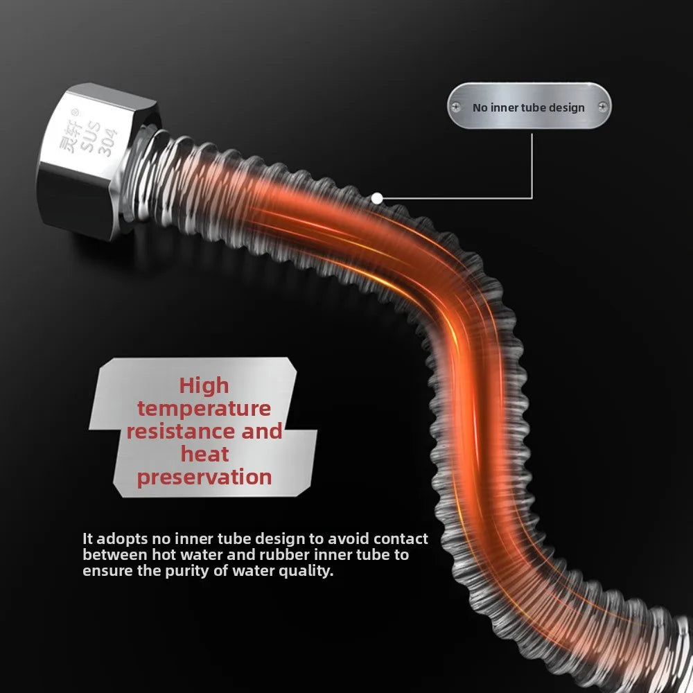 G1/2"G3/4"G1" Stainless Steel Corrugated Water Hard Pipe Hose 20-200cm Oasis Select