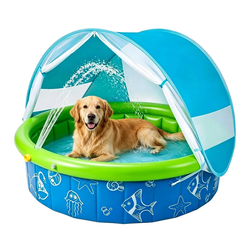 Outdoor Kids Pool Sun Protection Spacious Foldable Kids Swim Pool With Canopy for Summer Boys Preschoolers Children Students Oasis Select