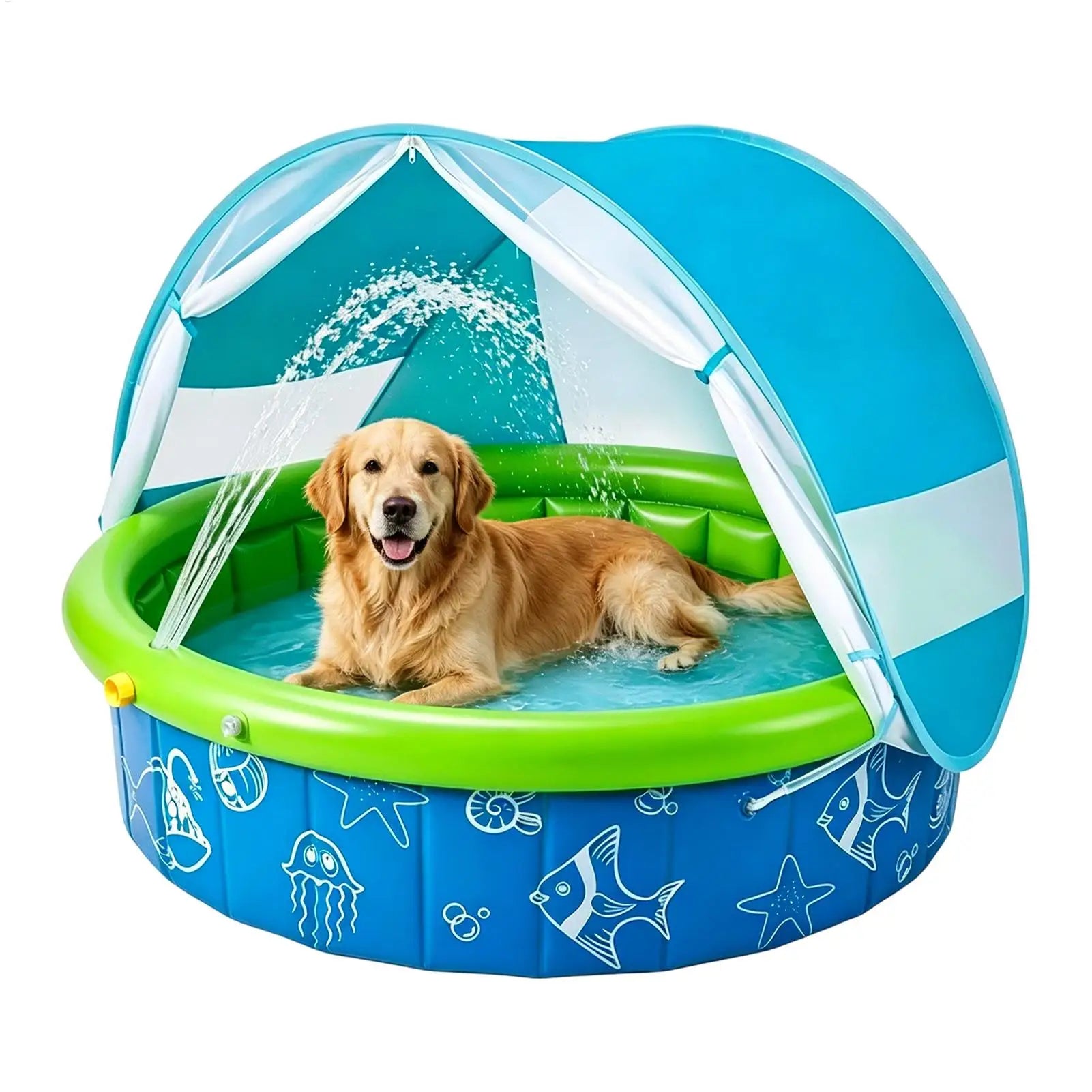 Outdoor Kids Pool Sun Protection Spacious Foldable Kids Swim Pool With Canopy for Summer Boys Preschoolers Children Students Oasis Select