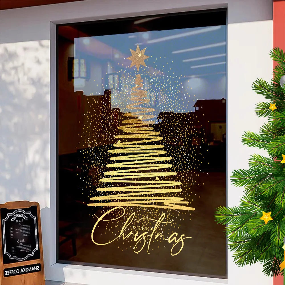 Golden Christmas Tree, Glass Stickers, Window Decorations and Electrostatic Stickers for New Year's Day and Christmas 2026 Oasis Select