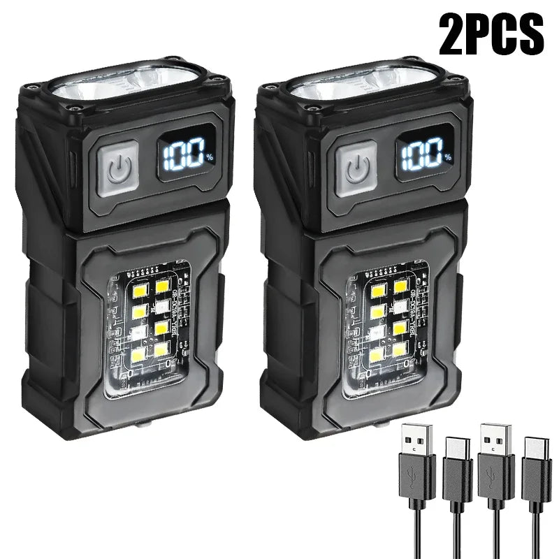 Mini LED Magnetic Flashlight 2000LM 8 Modes USB Rechargeable