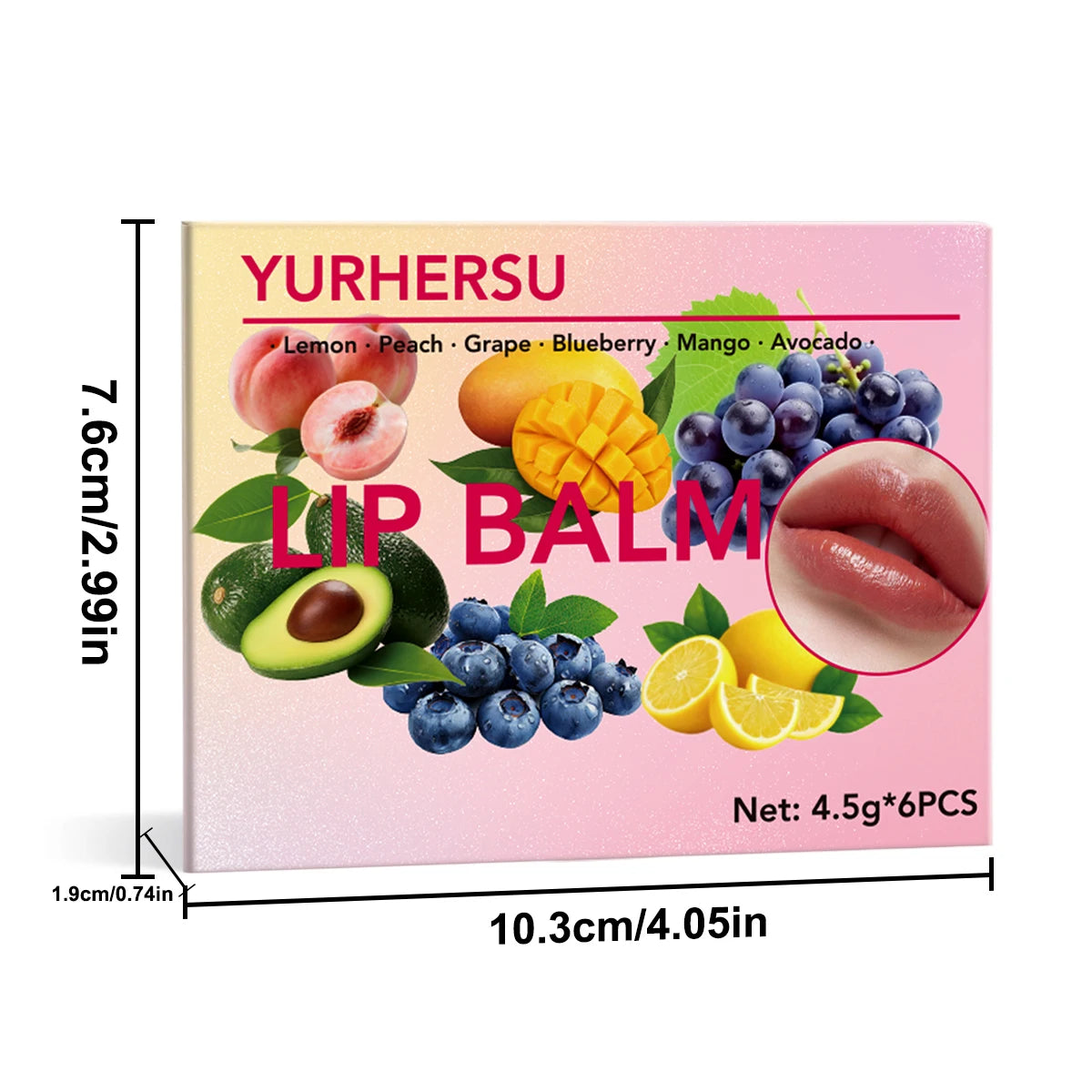 YURHERSU 6-Piece Fruit Lip Balm Set – Fun Gift for Girls Lip Balm Gift Set Oasis Select