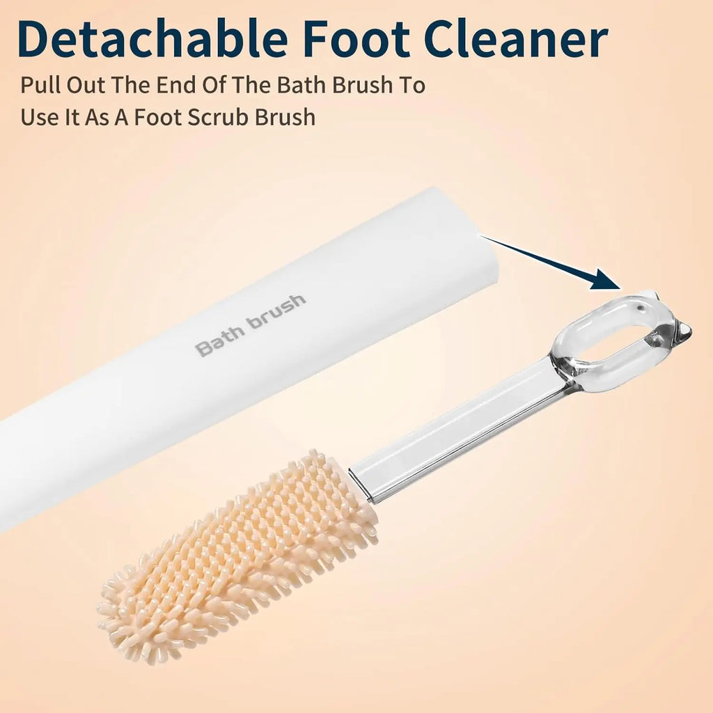 3in1 Shower Brush Long Handle Back Scrubber Soft Bristles Loofah Foot Exfoliator Body Bath Massager Cleaning Bathroom New 2026 Oasis Select