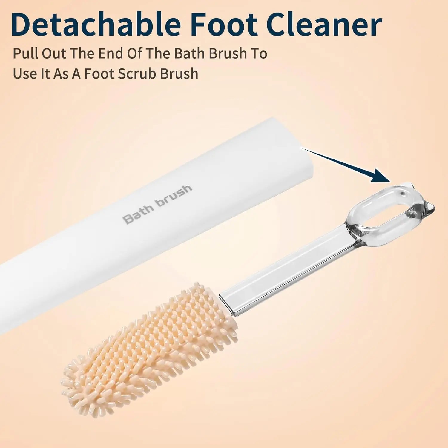 3in1 Shower Brush Long Handle Back Scrubber Soft Bristles Loofah Foot Exfoliating Anti Slip Bath Body Spa Tool Oasis Select