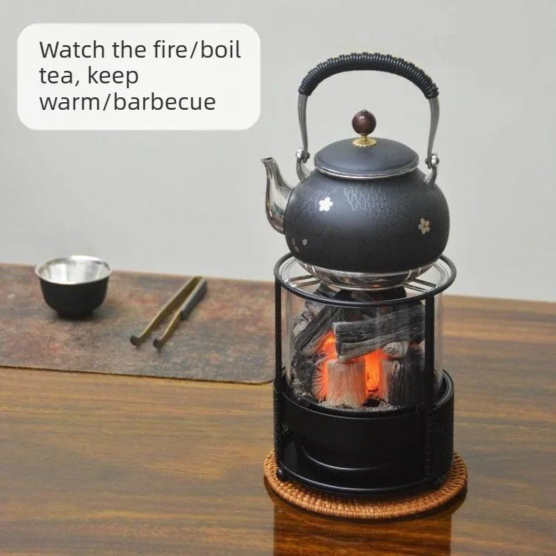 Portable Charcoal Burner Transparent & Thick Iron Mini Stove Outdoor Tea Cooking BBQ & Heating Fire Pit Oasis Select