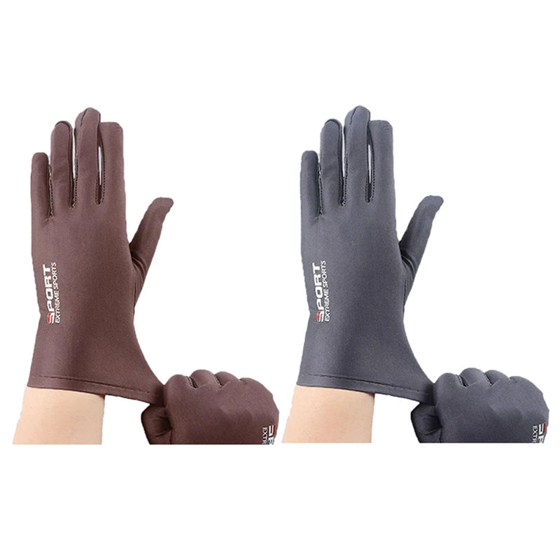 New Sale Summer Gloves Men Ice Silk Sun Proction Driving Glove Fishing Gloves Breathable Cycling Hiking Glove Full Finger Gloves Oasis Select