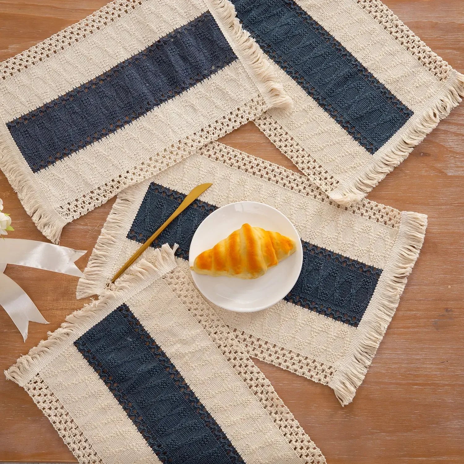 Boho Placemats Macrame Table Decor Natural Cotton Burlap Farmhouse Placemats Home Dining Weddings Home Kitchen Decor Oasis Select