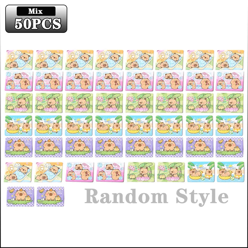 5-100PCS Cartoon Animal Capybara Paper Jigsaw Puzzles Educational Toy for Kids Birthday Party Favors School Prizes Oasis Select 50PCS