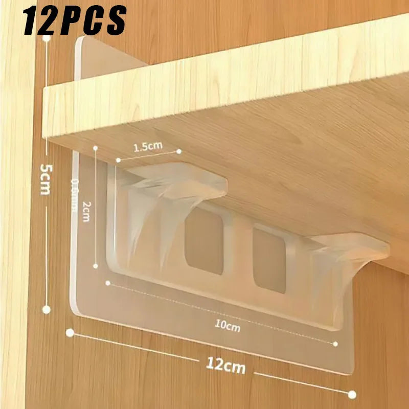 6/12pcs Wardrobe Divider Brackets Non-Marking Sticky Kitchen Cabinet Divider Brackets Anti-Side Slip Layer Support Brackets Oasis Select 12pcs G968B