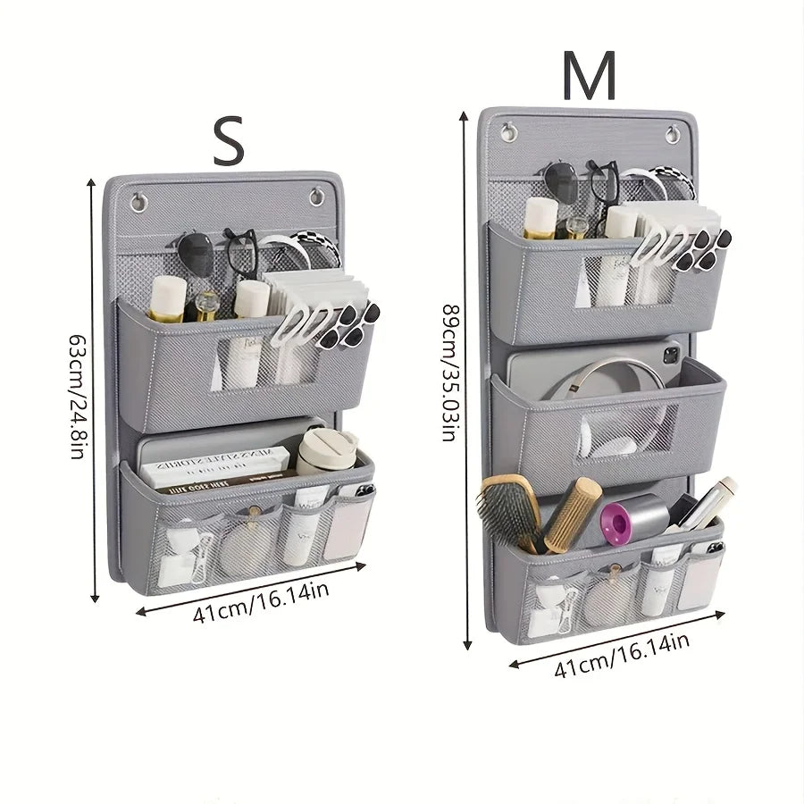 Wall-Mounted Storage Organizer Multi-Compartment Fabric Hanging Bag with Clear Window & Hooks for Closet Office Bedroom Home Oasis Select