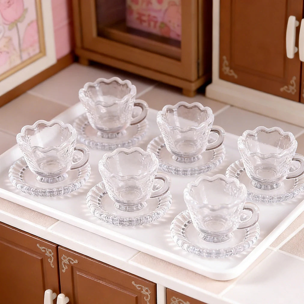 2/4/6 Sets Clear Miniature Coffee Cup Set – For Dollhouse, Micro Landscapes & Fairy Garden Tea Party Tabletop Displays Oasis Select 6 sets