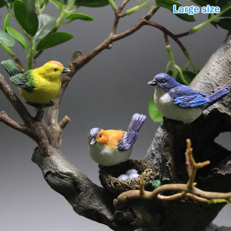 4PCS Mini Bird Figure Model Cartoon Resin Crafts DIY Plant Bonsai Figurines Fairy Garden Dollhouse Miniatures Decor Oasis Select A2