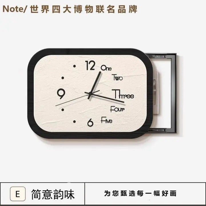 The New Chinese Ancient Decorative Painting with Time Clock Meter Box Block Distribution Box Hanging Picture Decorative Clock Oasis Select E 62 x45cm right shift