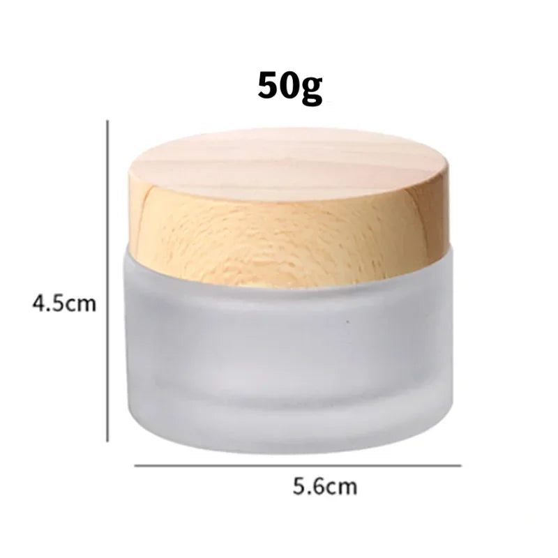5g/10g/30g/50g Empty Glasses Cosmetic Makeup Jar Pots Frosted Sample Bottles Eyeshadow Face Cream Lip Balm Refillable Containers Oasis Select 50g