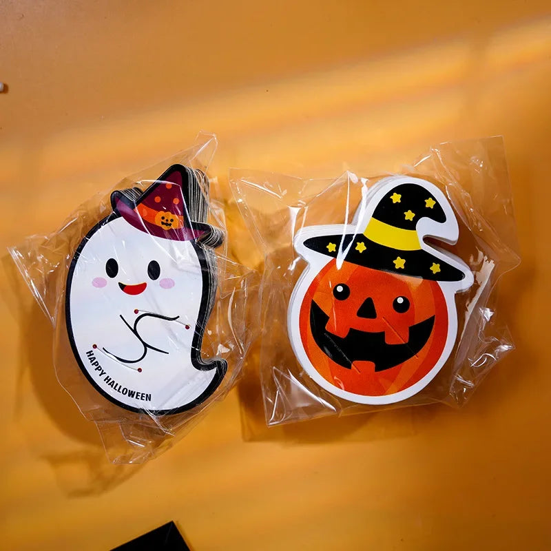50Pcs Halloween Candy Package Card Ghost Pumpkin Lollipop Holder Cards Kids Halloween Party Home Diy Decor Supplies Oasis Select