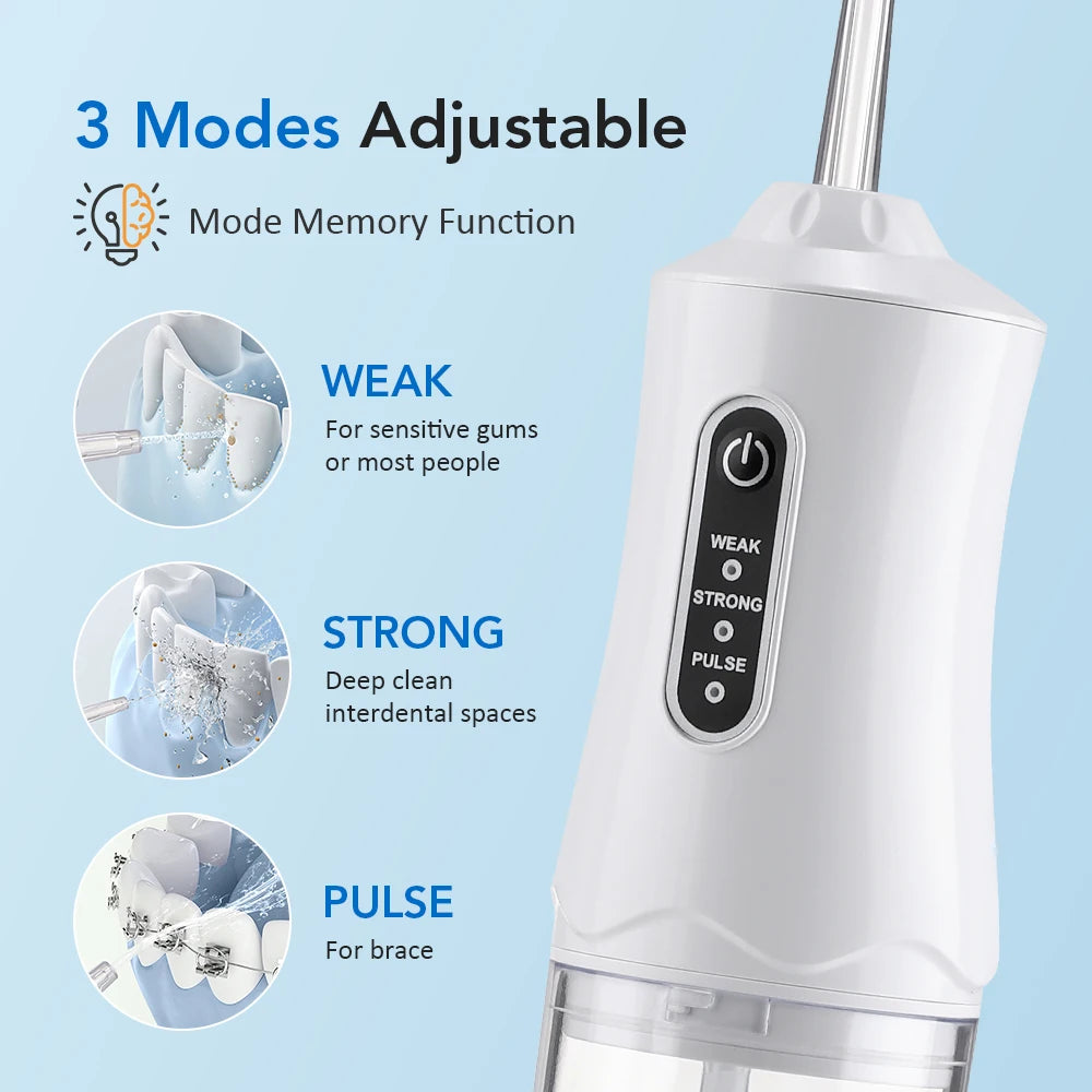 Portable Water Flosser – 3 Modes, 220ml Tank, 360° Nozzle