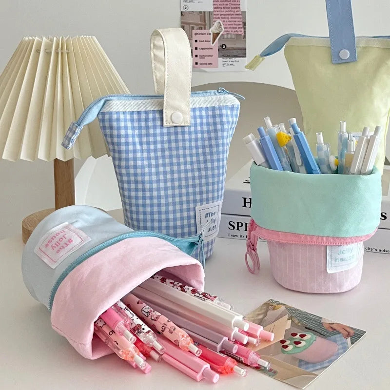 High-value pen holder pencil case Japanese ins boys and girls high school students large-capacity pencil case can stand Oasis Select