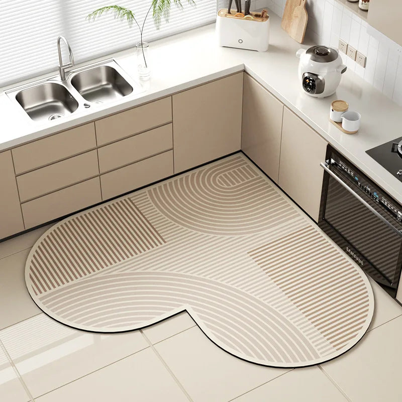 Ins style kitchen heart-shaped diatom mud floor mat kitchen water-absorbent, non-slip, dirt-resistant and easy-care floor mat Oasis Select C 120X120cm