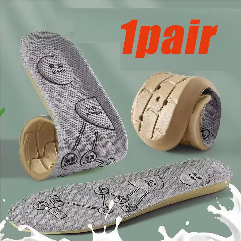 1-6pairs Foot Acupressure Insole Men Women Soft Breathable Sports Cushion Inserts Sweat-absorbing Deodorant Insole Shoe Pads Oasis Select 1pairs-Grey 41-42