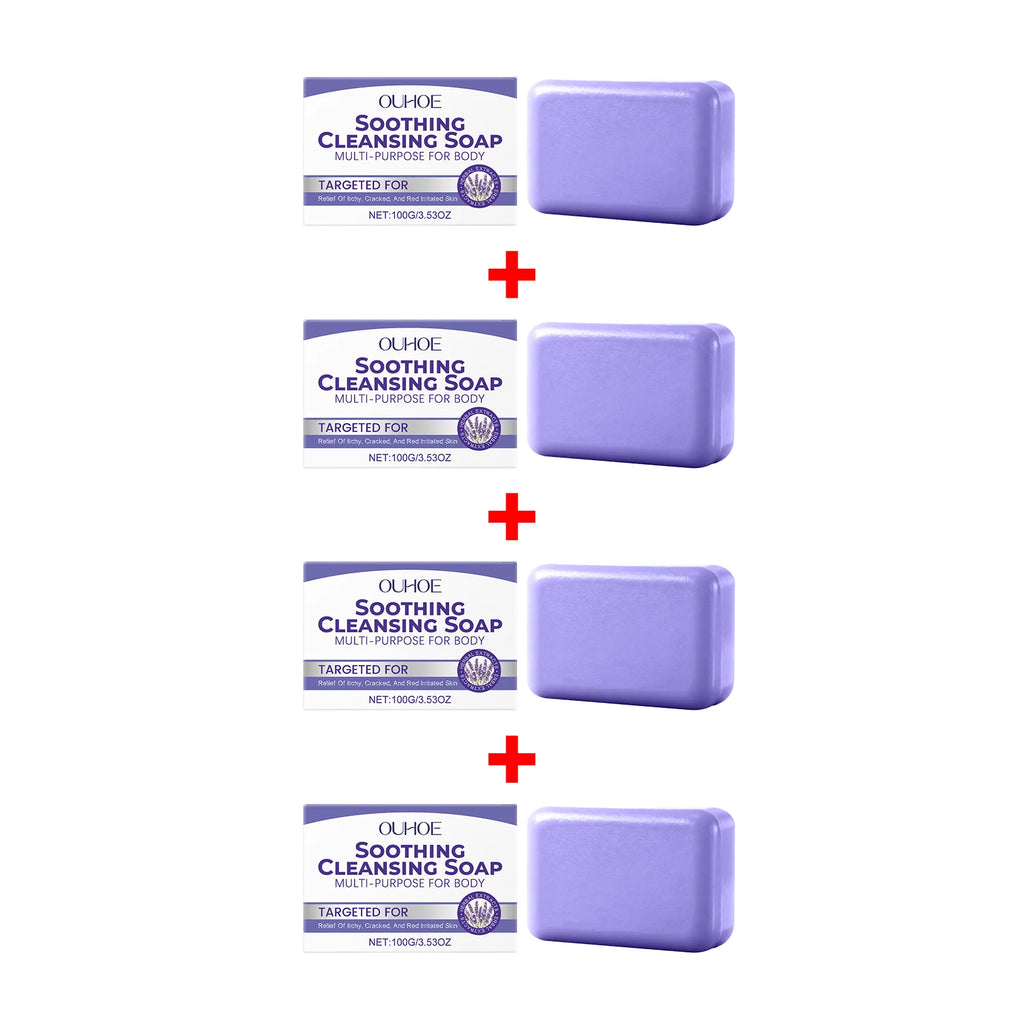 Lavender Cleaning Soap Oil Control and Itching Relief Long-Lasting Daily Soothing Hydration Bath Soap Body Odor Removal Care Oasis Select 4pcs