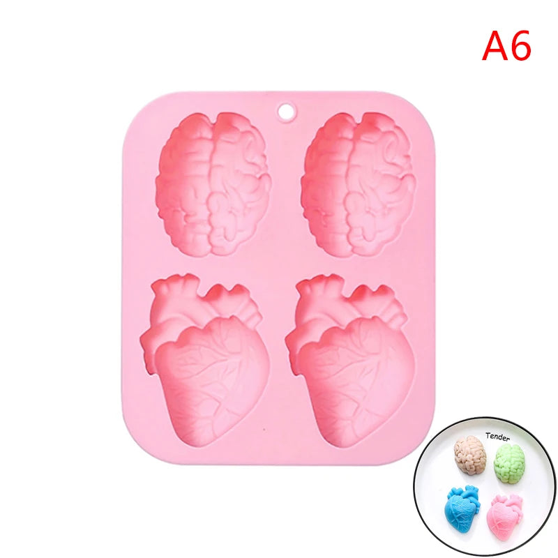 Halloween Silicone Mold – Finger, Heart & Brain for Candy & Choc