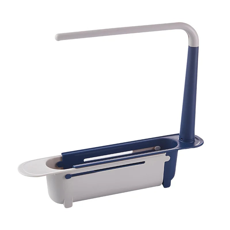 Shaking kitchen sink storage rack telescopic drainage rack drainage basket rag finishing rack Oasis Select Blue
