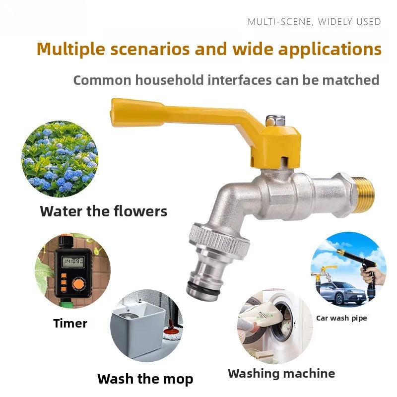 Brass Water Faucet Garden Tools 1/2" inside & outside Easy Turn On/Off Lever Handle Watering Supply Ball Valve Oasis Select