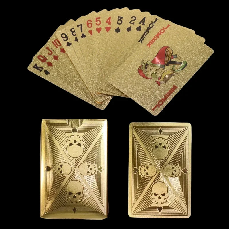 Gold Foil Skull PVC Playing Cards – Waterproof Poker Deck Playing Card Deck Oasis Select