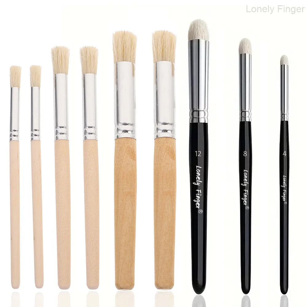Dry Brush Miniature Painting Drybrush Set - Professional Miniature Paint Brushes for Miniatures, Model & Fantasy Figurines Paint Oasis Select 6Hog3BlackWool4812