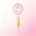 Pastel Spiral Vent Hair Comb – Oak Wood Handle | 3 Colors Hair Styling Comb Oasis Select TY3033-Pink