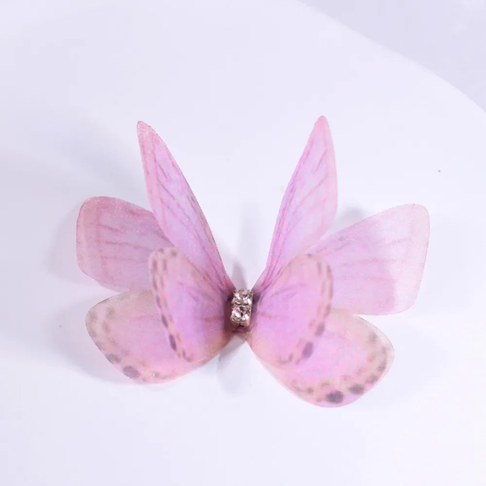 50Pcs 3D Organza Fabric Butterfly Appliques Double-layer Gradient Color Simulation Mesh Butterfly Patch Translucent Oasis Select 3-02