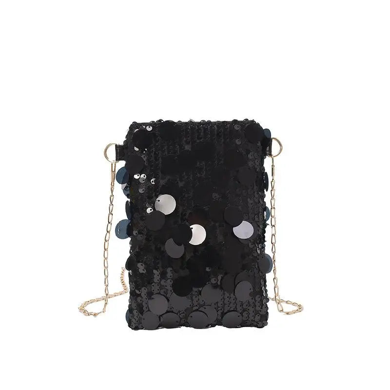 Sequined Crossbody Bag – Women's Chain Shoulder Purse