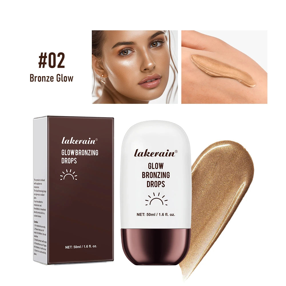 Illuminating Bronzing Drops Lightweight Non-greasy Liquid Bronzer Serum Cream Sun-kissed Glow Radiant Finish Makeup 50ml Oasis Select Color 2