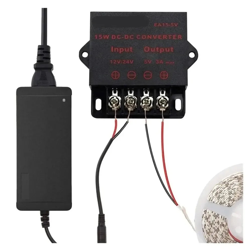12V24V to 5V 3A 5A 10A 15A DC Converter Voltage Reducer Regulator Step Down Buck Converter Power Supply Volt Transformer Module Oasis Select