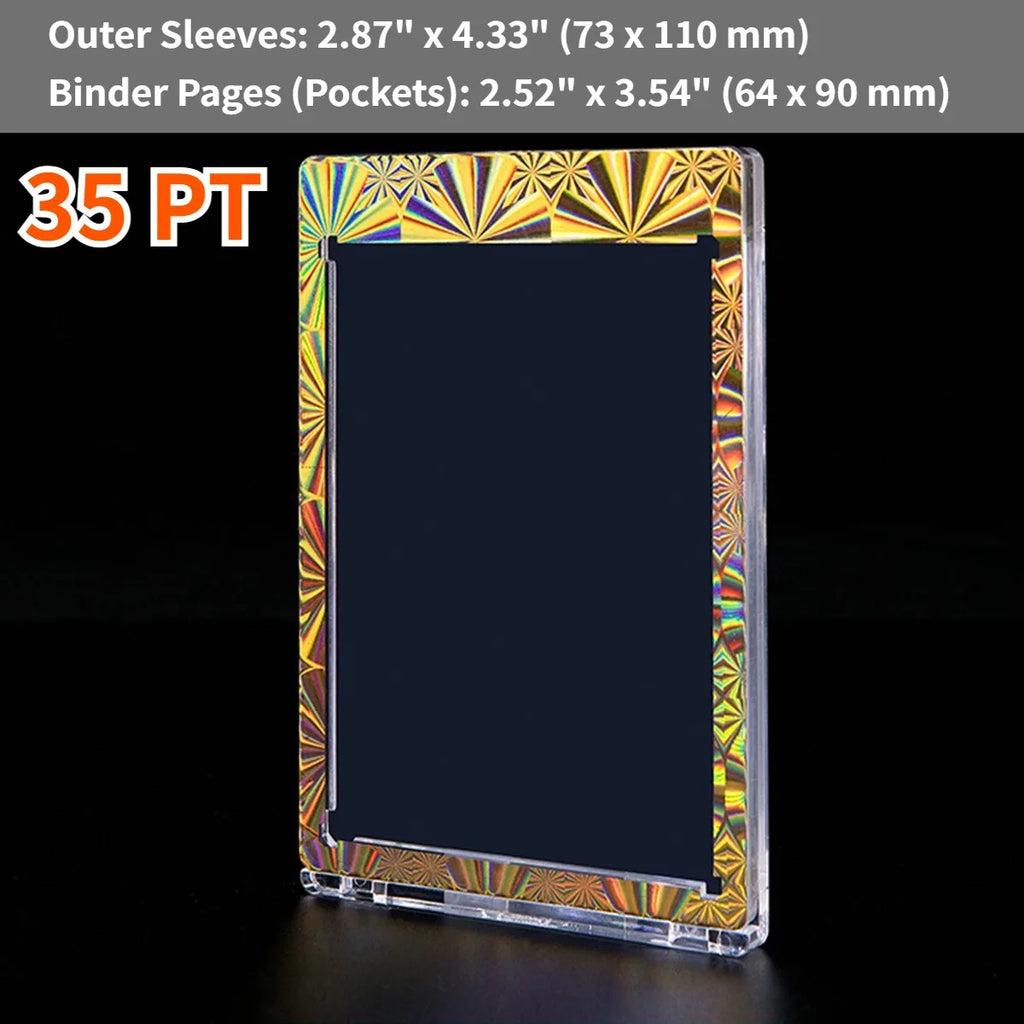 1/3/5 Pcs 35pt Magnetic Card Holders – Ultra-Thick Hard Case for MTG, YGO & Sports Cards, Scratch-Resistant Display Oasis Select Gold 1pc
