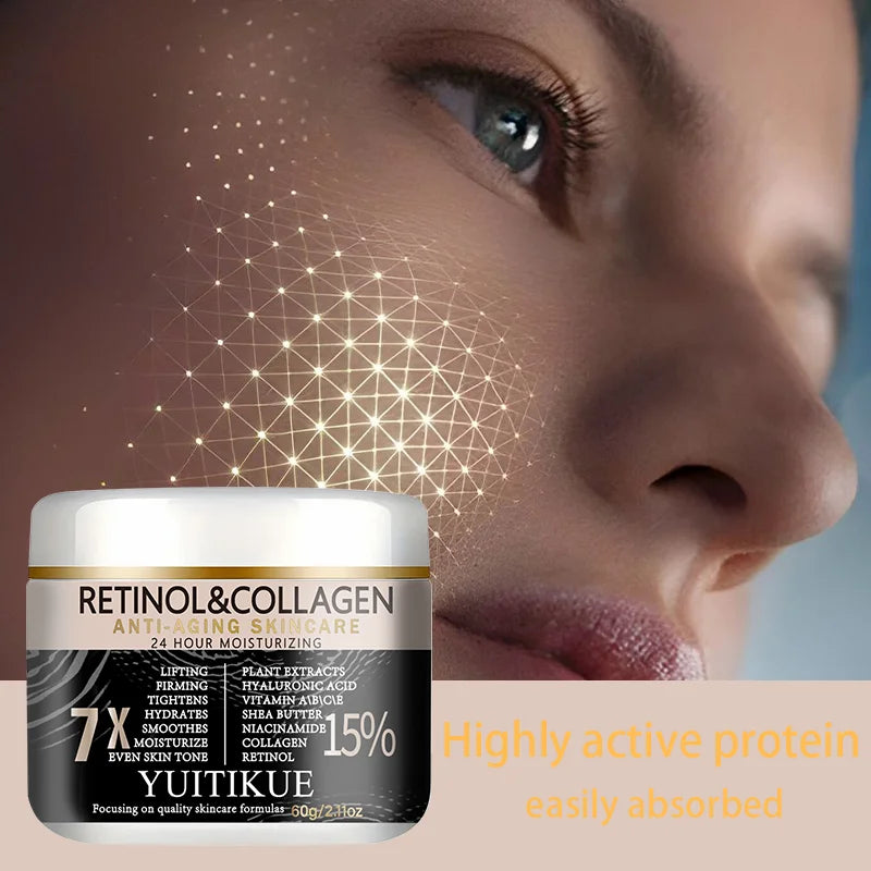 YUITIKUE Retinol Collagen Face Cream – 7X Anti-Aging, 60g