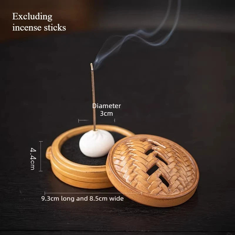 Ceramic Steamer Plate Incense Burner Creative Xiaolongbao Incense Socket Household Tea Ceremony Is Booming Oasis Select B