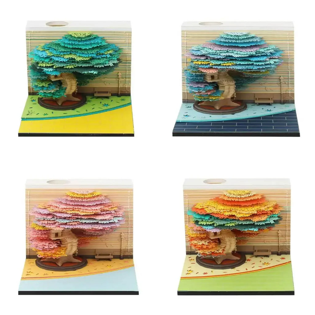 Treehouse 3D Desktop Calendar Sticky Notes Creative Crafts Souvenirs Paper Carvings Memo Pad New Year Gifts Office Ornament Oasis Select