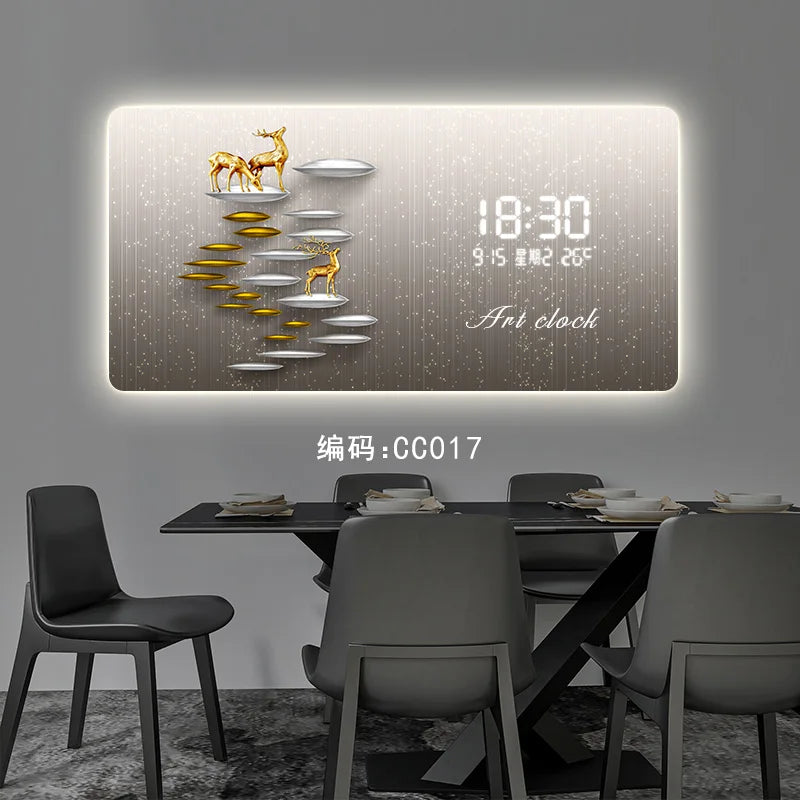 New Modern Simple LCD Digital Display Clock Wall Clock Living Room Decorative Painting Hanging Wall Clock Painting Oasis Select CC017 80cm x 40cm Plug in