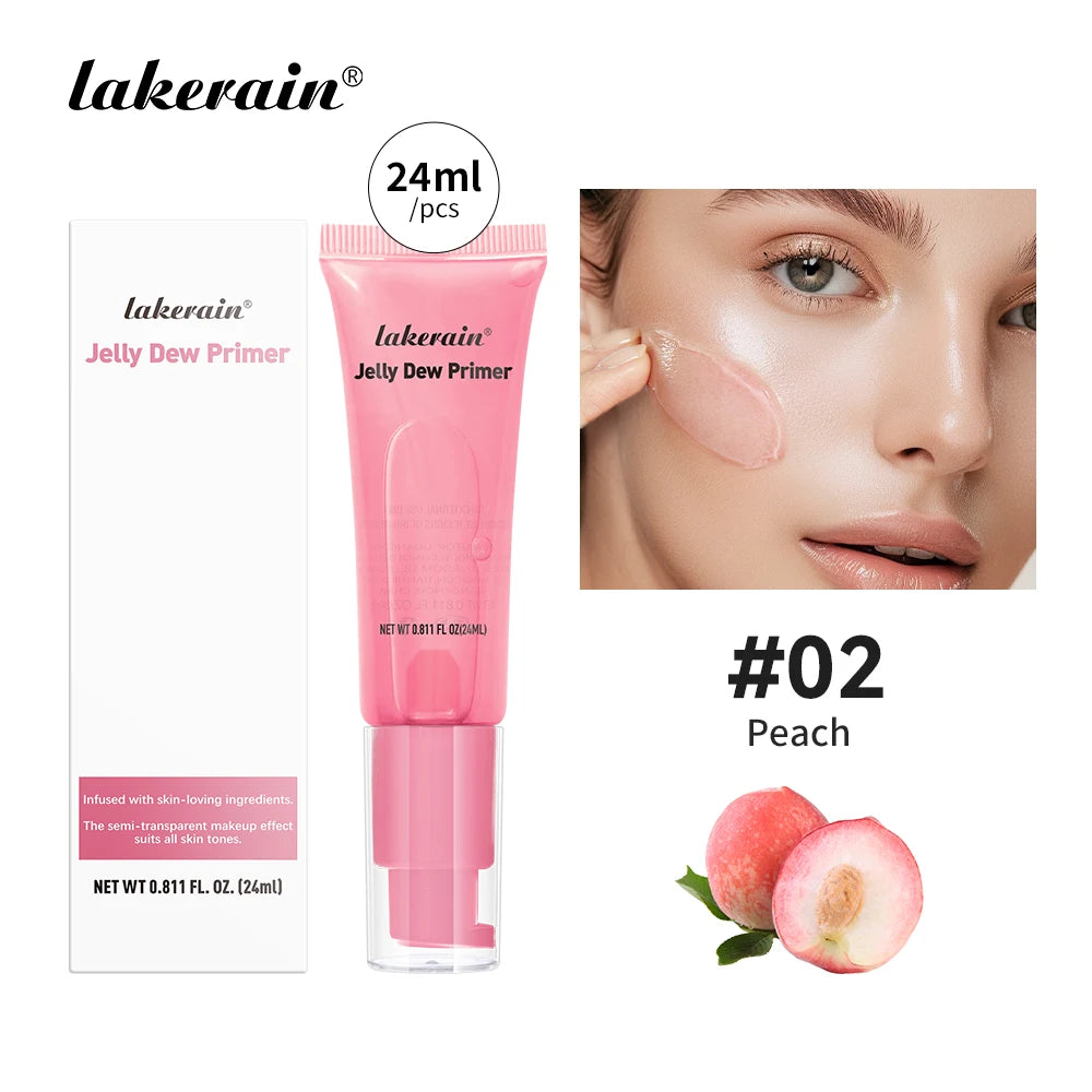 Lakerain Jelly Dew Primer Makeup Long Lasting Moisturising Semi-transparent Jelly Texture Pre Makeup Base Cream Cosmetics Oasis Select Peach