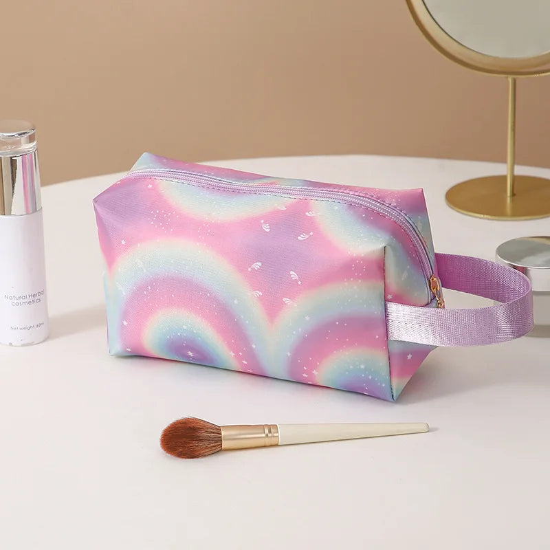 Gradient Cosmetic Bag with/without Handle, Waterproof Makeup Pouch, Portable Travel Toiletry Organizer for Women ﻿ Oasis Select Rainbow Handheld