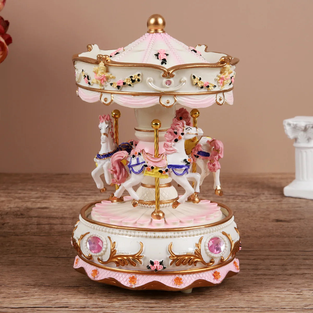 Luminous Carousel Music Box Music Box for Little Girl Princess Classmate Girl Heart Girl Birthday Gift Music Box Oasis Select pink A