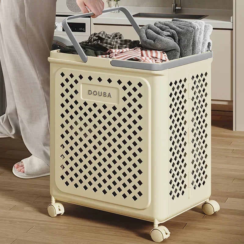 Multi-functional Toilet bathroom laundry basket folding dirty clothes storage basket with wheels removable laundry basket Oasis Select