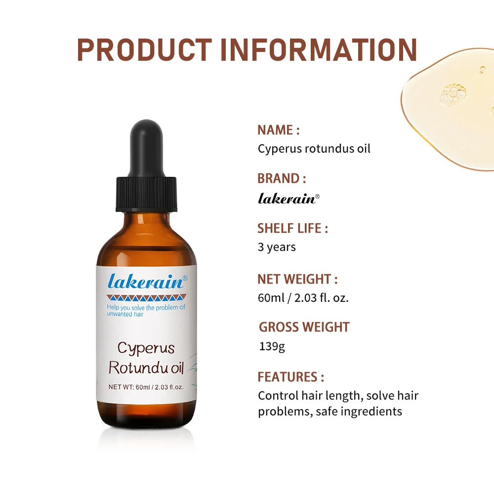 Inhibit Hair Growth 60ml Cyperus Rotundus Oil Nourish the Skin Ingredients are Safe Wide Scope of Application Solve Hair Dense Oasis Select