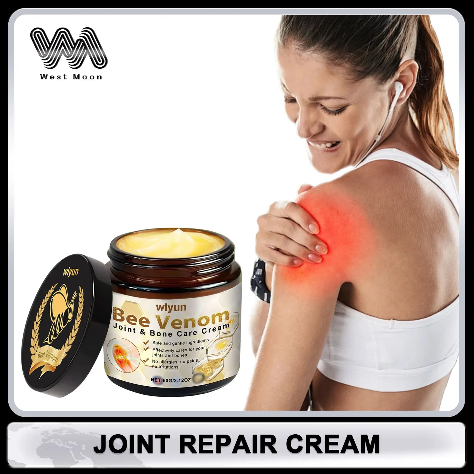 Bee Venom Cream for Joint and Muscles Soothing Leg Skin Reduce Itchiness Strengthen Barrier Moisturizing Knee Body Massage Cream Oasis Select